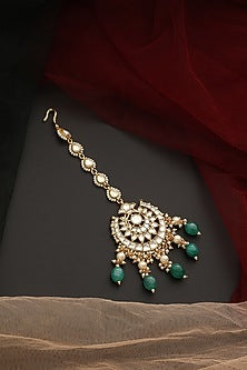 Gold Finish Kundan Polki Maangtikka