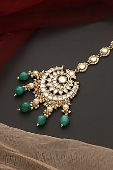 Gold Finish Kundan Polki Maangtikka