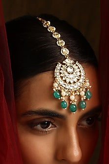 Gold Finish Kundan Polki Maangtikka