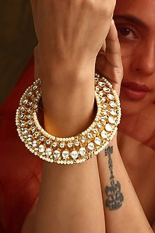 Gold Finish Kundan Polki Kada