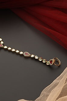 Gold Finish Kundan Polki Hathphool