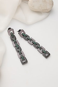 Black Rhodium Finish Multi-Colored Zirconia Handcrafted Dangler Earrings