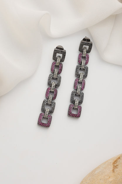 Black Rhodium Finish Zircon Dangler Earrings