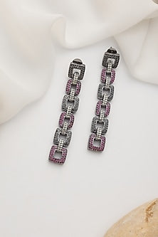 Black Rhodium Finish Zircon Dangler Earrings