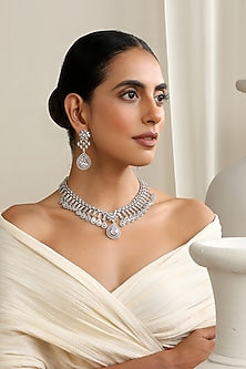 Silver Finish Zircon Necklace Set