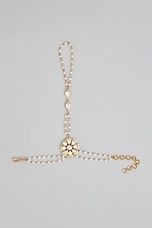 Rose Gold Finish Kundan Polki Hathphool