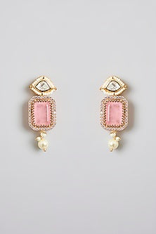 Rose Gold Finish Rose Quartz & Kundan Polki Choker Necklace Set