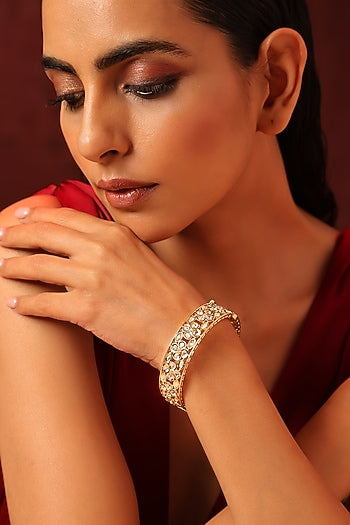 Gold Finish Kundan Polki Bangle