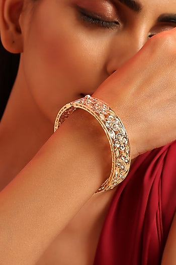 Gold Finish Kundan Polki Bangle