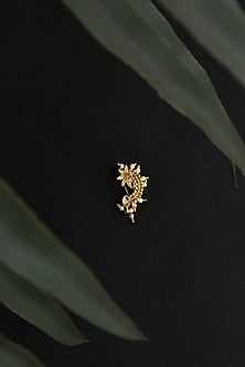 Gold Finish Kundan Polki & Pearl Nose Ring