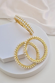 Gold Finish Kundan Polki Bangles (Set of 4)