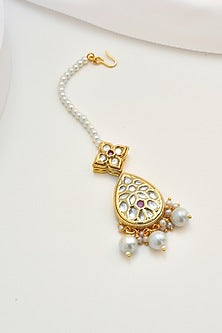 Gold Finish Kundan Polki Maangtikka