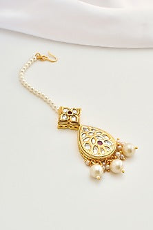 Gold Finish Kundan Polki Maangtikka