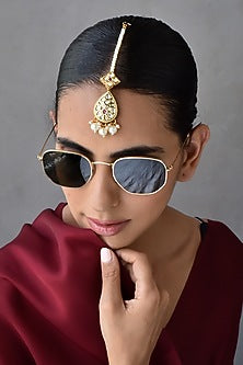 Gold Finish Kundan Polki Maangtikka