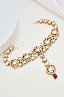 Gold Finish Kundan Polki Mathapatti