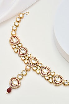 Gold Finish Kundan Polki Mathapatti