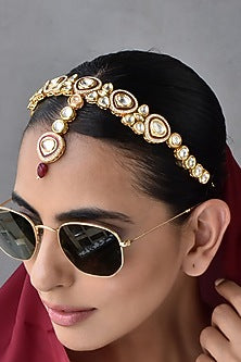 Gold Finish Kundan Polki Mathapatti