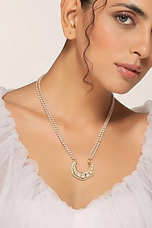 Gold Finish Kundan Polki Pendant Necklace
