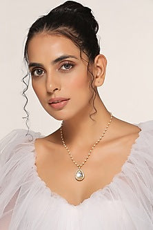 Gold Finish Kundan Polki Pendant Necklace