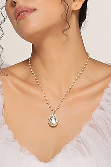 Gold Finish Kundan Polki Pendant Necklace