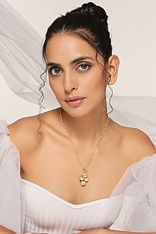 Gold Finish Kundan Polki Pendant Necklace