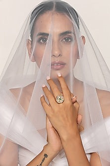 Gold Finish Kundan Polki Ring