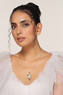 Gold Finish Kundan Polki Pendant Necklace
