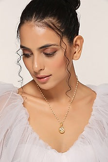 Gold Finish Kundan Polki Pendant Necklace