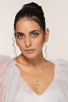 Gold Finish Kundan Polki Pendant Necklace