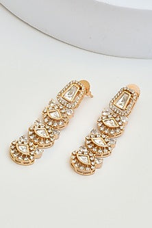 Rose Gold Finish Kundan Polki Dangler Earrings