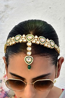 Gold Finish Kundan Polki Mathapatti
