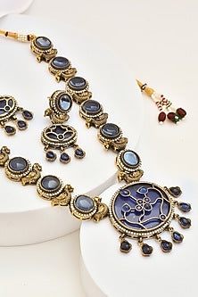 Gold Finish Kundan Polki Necklace Set