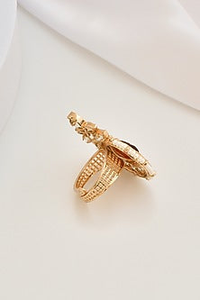 Gold Finish Kundan Polki Ring