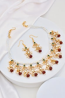 Gold Finish Kundan Polki Choker Necklace Set