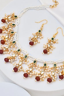 Gold Finish Kundan Polki Choker Necklace Set