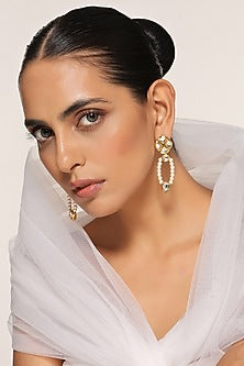 Gold Finish Kundan & Pearl Handcrafted Dangler Earrings