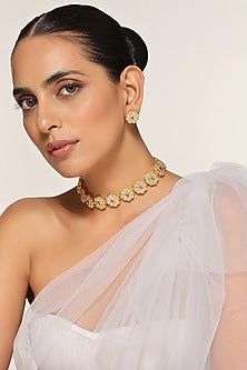 Gold Finish Choker Necklace Set