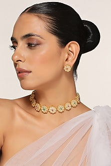 Gold Finish Choker Necklace Set