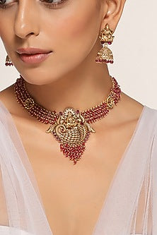 Gold Finish Temple Necklace Set