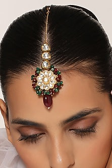 Gold Finish Kundan Polki Maang Tikka