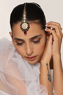 Gold Finish Kundan Polki Maang Tikka