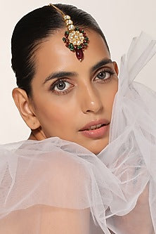 Gold Finish Kundan Polki Maang Tikka