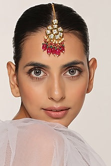 Gold Finish Kundan Polki Maang Tikka