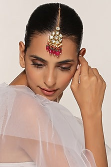 Gold Finish Kundan Polki Maang Tikka