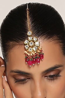 Gold Finish Kundan Polki Maang Tikka