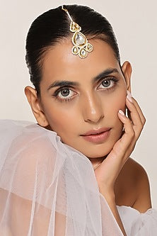 Gold Finish Kundan Polki Maang Tikka