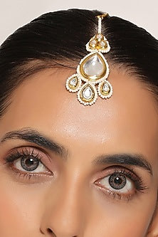 Gold Finish Kundan Polki Maang Tikka