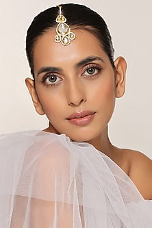 Gold Finish Kundan Polki Maang Tikka