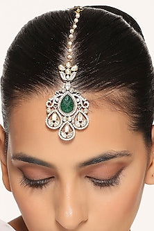 Two Tone Finish Kundan Polki Temple Maang Tikka