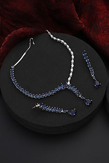 White Finish Blue Zircon Necklace Set